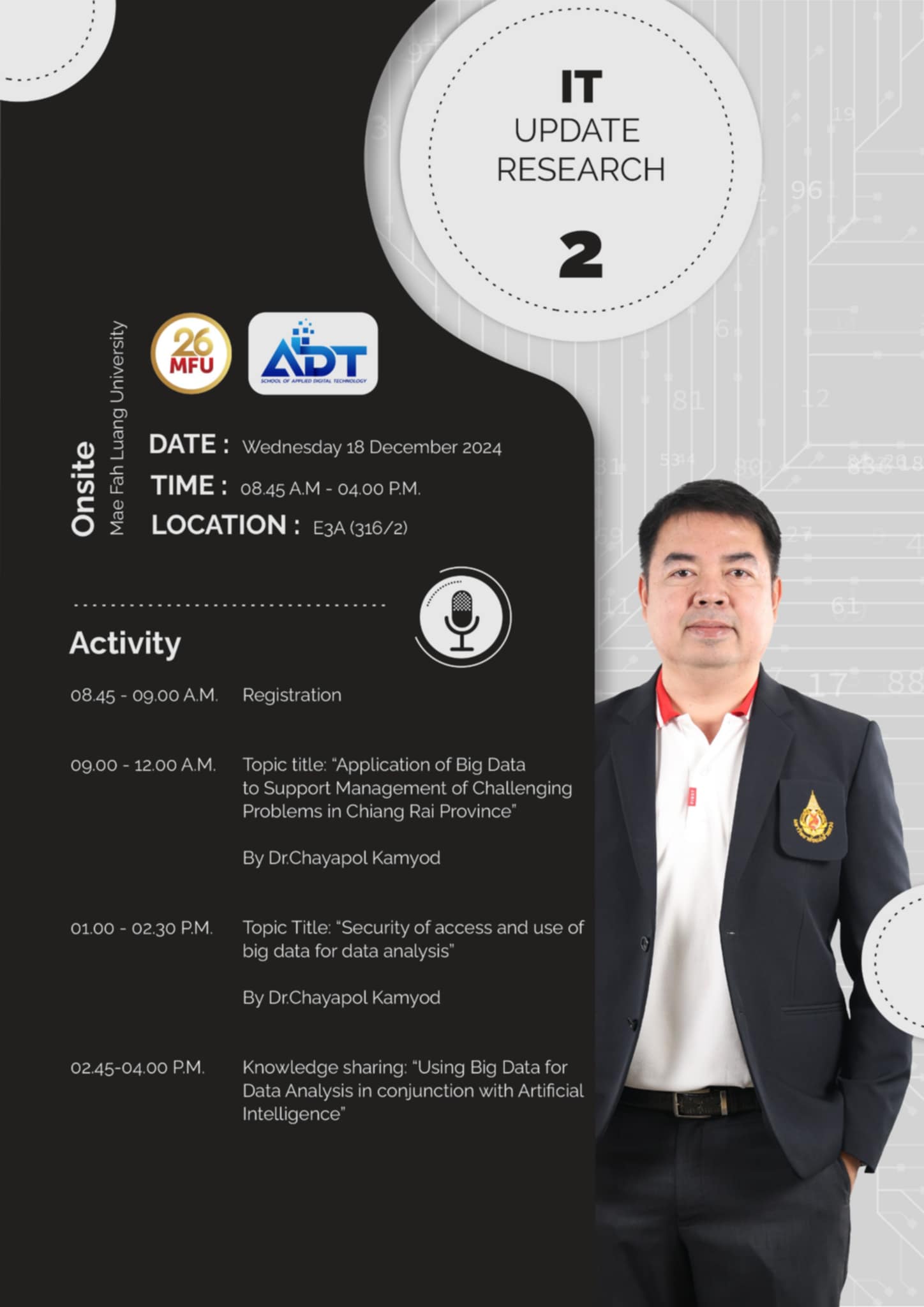 สำนักวิชาเทคโนโลยีดิจิทัลประยุกต์ จัดกิจกรรม KM งานวิจัย ครั้งที่ 2 เจาะลึกเทคโนโลยี Big Data