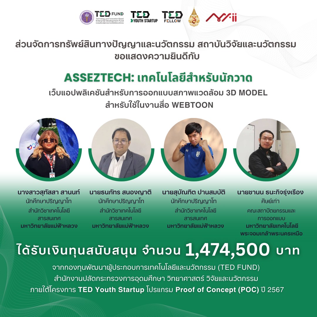 สำนักวิชา IT ขอแสดงความยินดีกับนักศึกษาระดับปริญญาตรี และบัณฑิตศึกษา ที่ได้รับเงินสนับสนุนจาก TED Fund